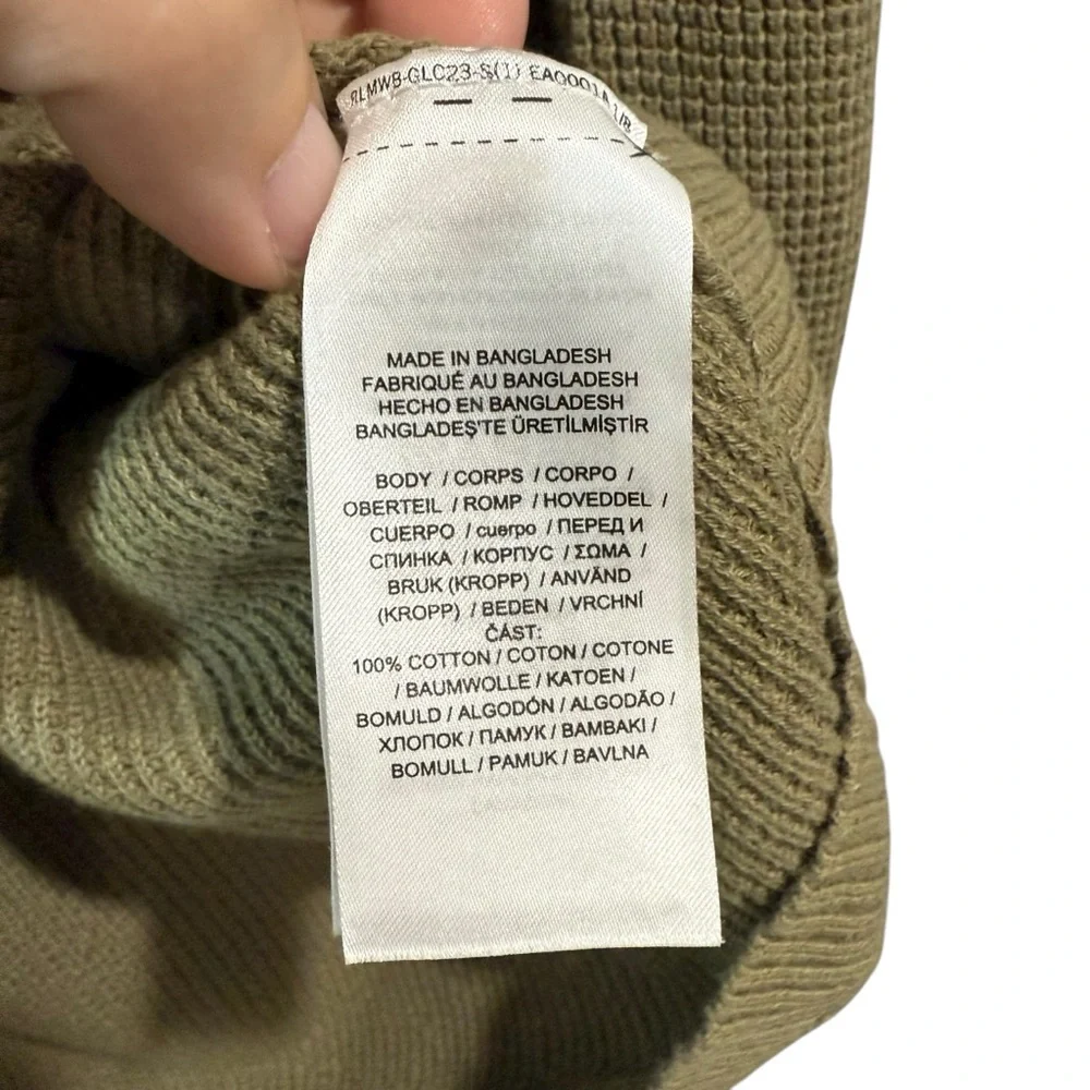 Lauren Ralph Lauren camo green waffle knit cowl neck sweater‎  Size Large